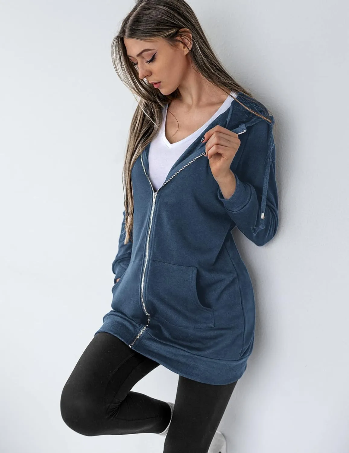Zeagoo Womens Zip Up Hoodies Long Sleeve Fall Lightweight Hooded Sweatshirt Oversized Fleece Jacket With Pockets