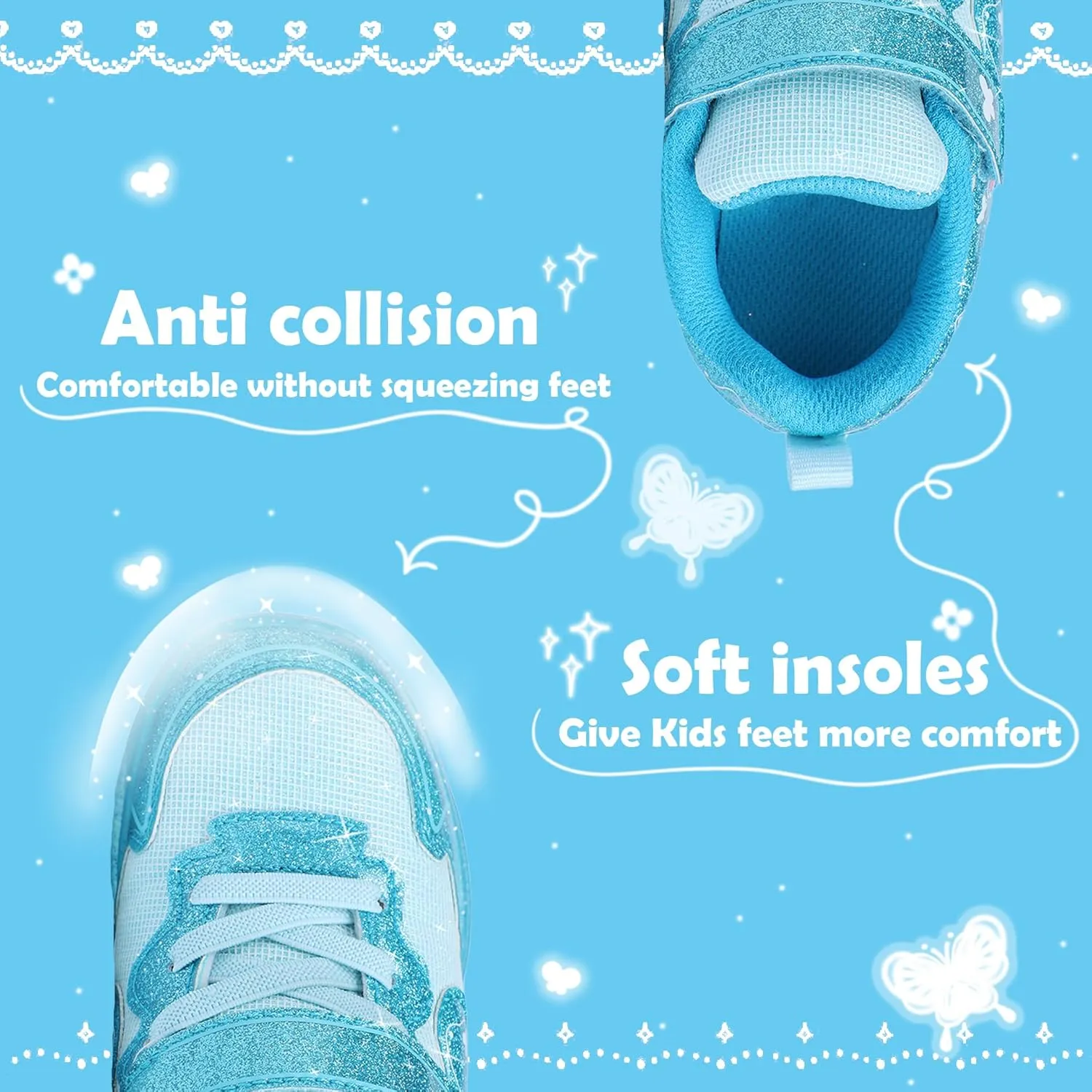 ZKA Toddler Light Up Shoes for Girls Boys Size 5 to Size 13 Sparkle Walking Running Tennis Casual Fashion Sport