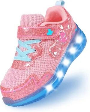 ZKA Toddler Light Up Shoes for Girls Boys Size 5 to Size 13 Sparkle Walking Running Tennis Casual Fashion Sport