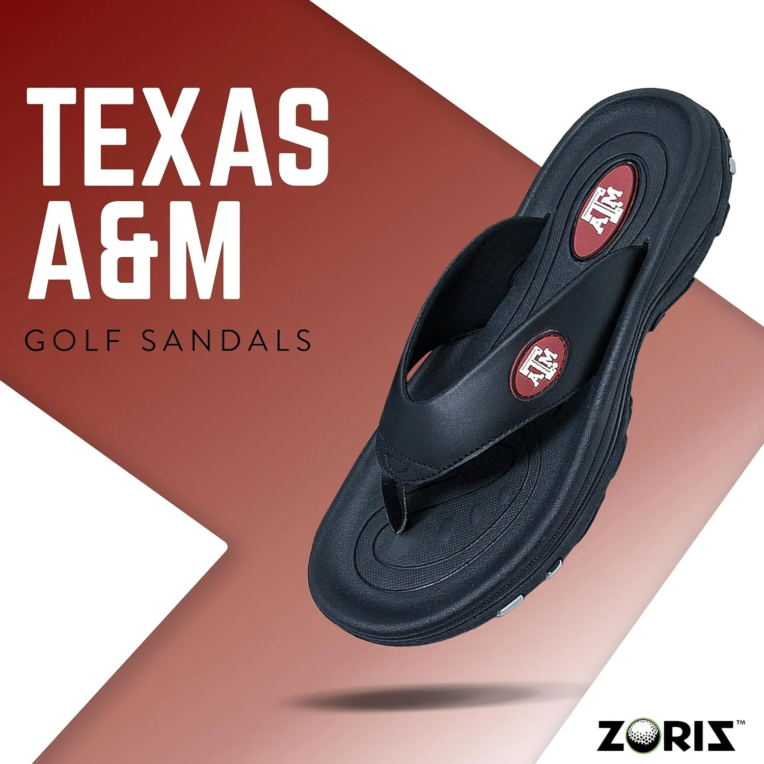 ZORIZ Collegiate Series Golf Sandals for Women and Men, Thong Flip Flops With Removable Spikes, Golf Footwear With Deeper Heel Cup and Higher Sidewalls