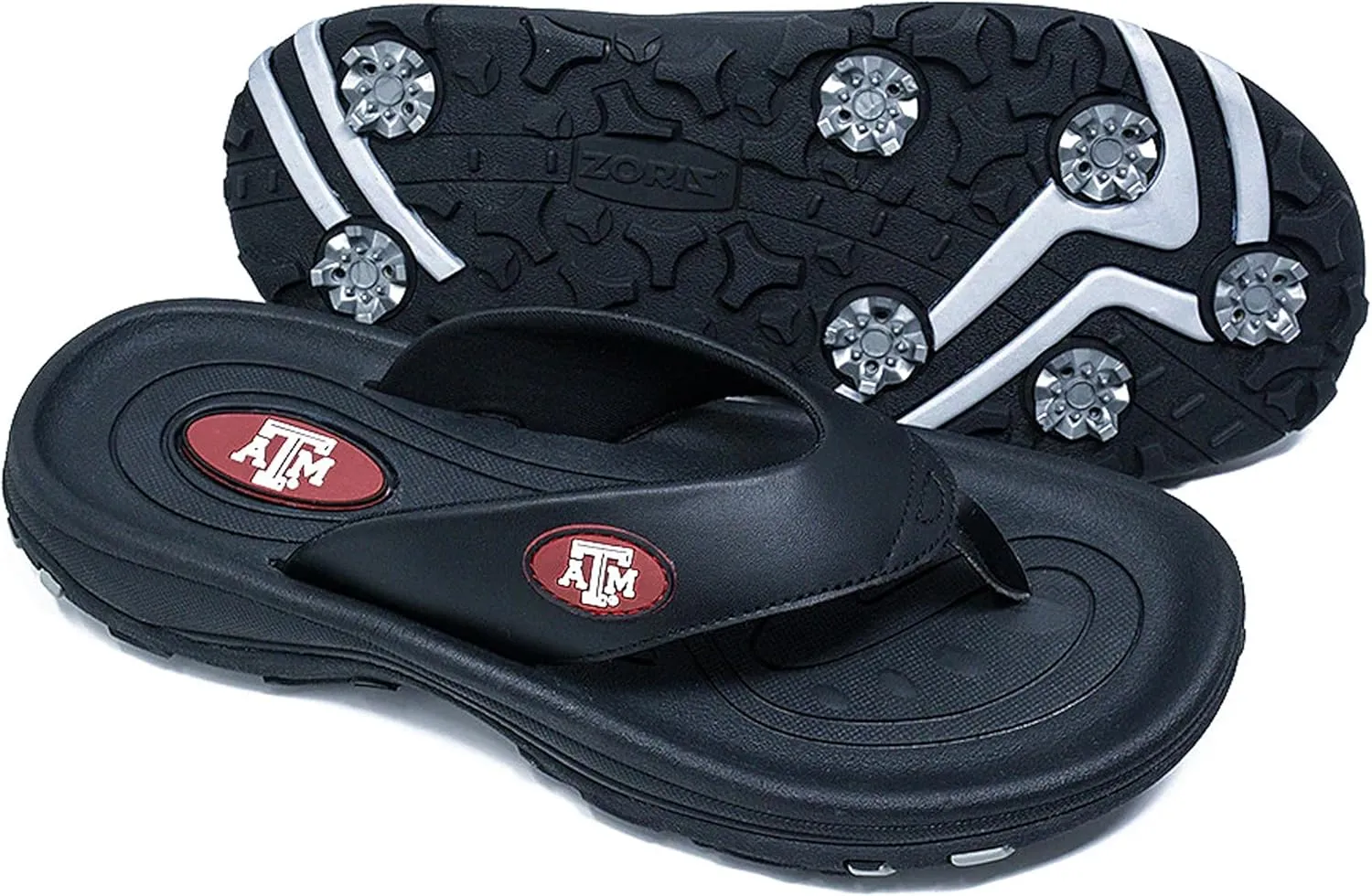 ZORIZ Collegiate Series Golf Sandals for Women and Men, Thong Flip Flops With Removable Spikes, Golf Footwear With Deeper Heel Cup and Higher Sidewalls