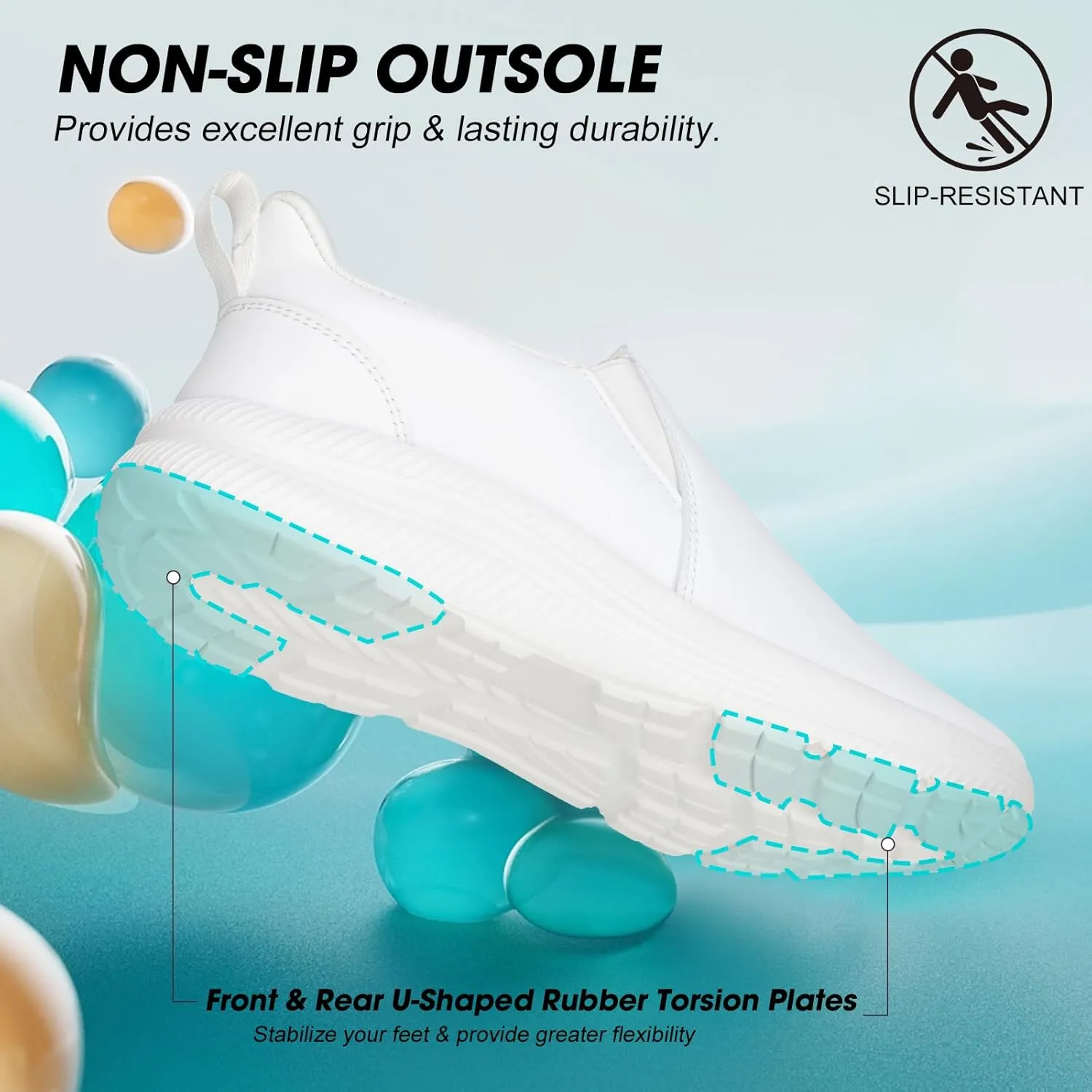ZOVE Wide Toe Box Shoes Women Wide Width Waterproof Leather Hands Free Nursing Sneakers Ultra Light Extra Wide Walking Sneakers Non-Slip Chef Diabetes Nurse Work Shoes