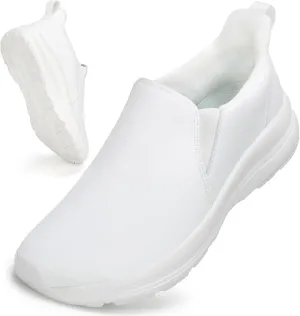 ZOVE Wide Toe Box Shoes Women Wide Width Waterproof Leather Hands Free Nursing Sneakers Ultra Light Extra Wide Walking Sneakers Non-Slip Chef Diabetes Nurse Work Shoes